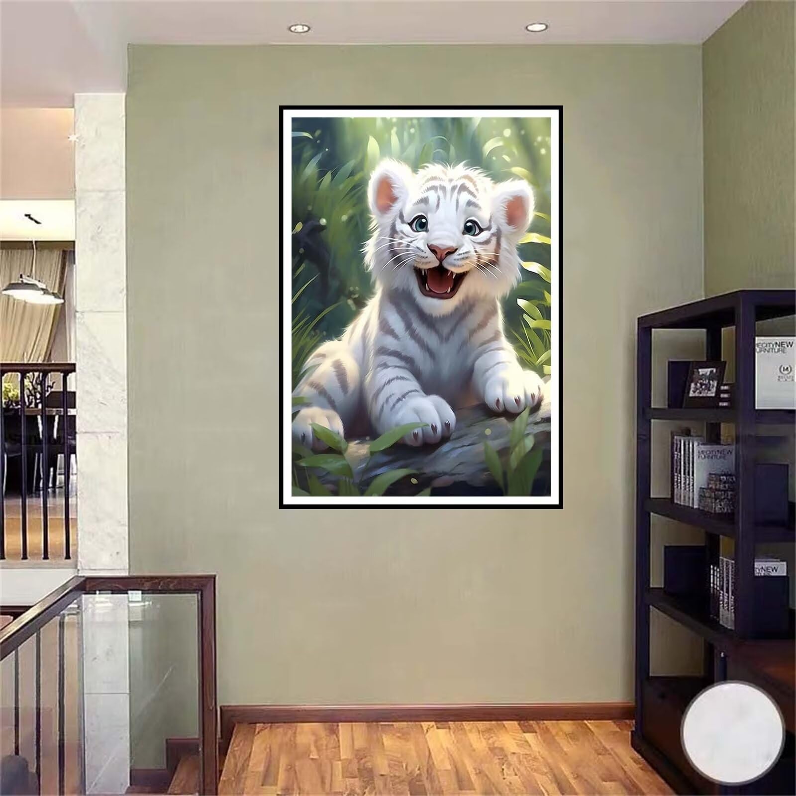 5D DIY Diamante Art Pintura kit Completo, Diamond Painting Adultos Niños Rhinestone Bordado de Punto de Cruz Artes Pintura Painting, Cuadros Decor para Cuarto, Sala de Estar - (Tigre) 60x90cm