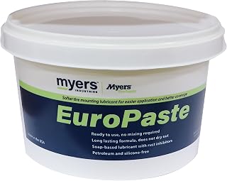 Myers EuroPaste Waterless Wax Type Tire Lubricant for Easier Mounting of Car, Truck, Bus, and OTR Tires, and Aid in Bead Seating, Low Profile Bucket for Wide Lube Bucket Holders, (8 lbs)