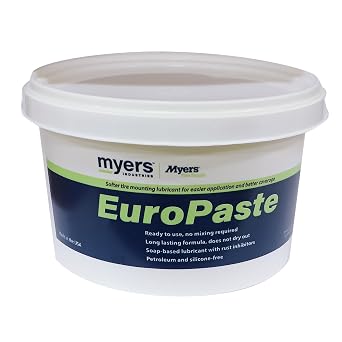 Myers EuroPaste Waterless Wax Type Tire Lubricant for Easier Mounting of Car, Truck, Bus, and OTR Tires, and Aid in Bead Seating, Low Profile Bucket for Wide Lube Bucket Holders, 8 lbs