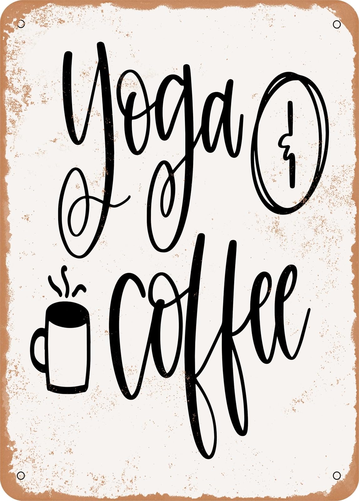 Miaomansenstore Metal Sign - Yoga And Coffee - Vintage Look Home Decor