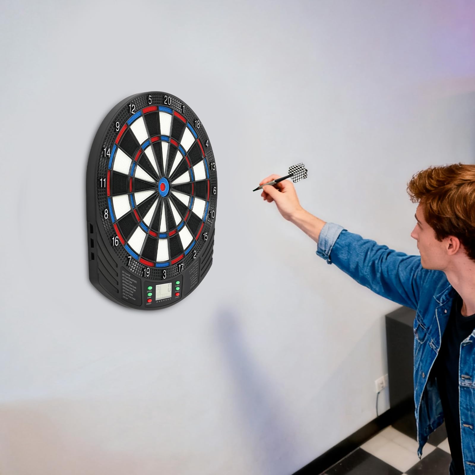 Cible de fléchettes électronique avec écran LCD, alternative à 18 jeux, comptage automatique pour 1 à 8 joueurs, montage mural pour la maison, le bureau