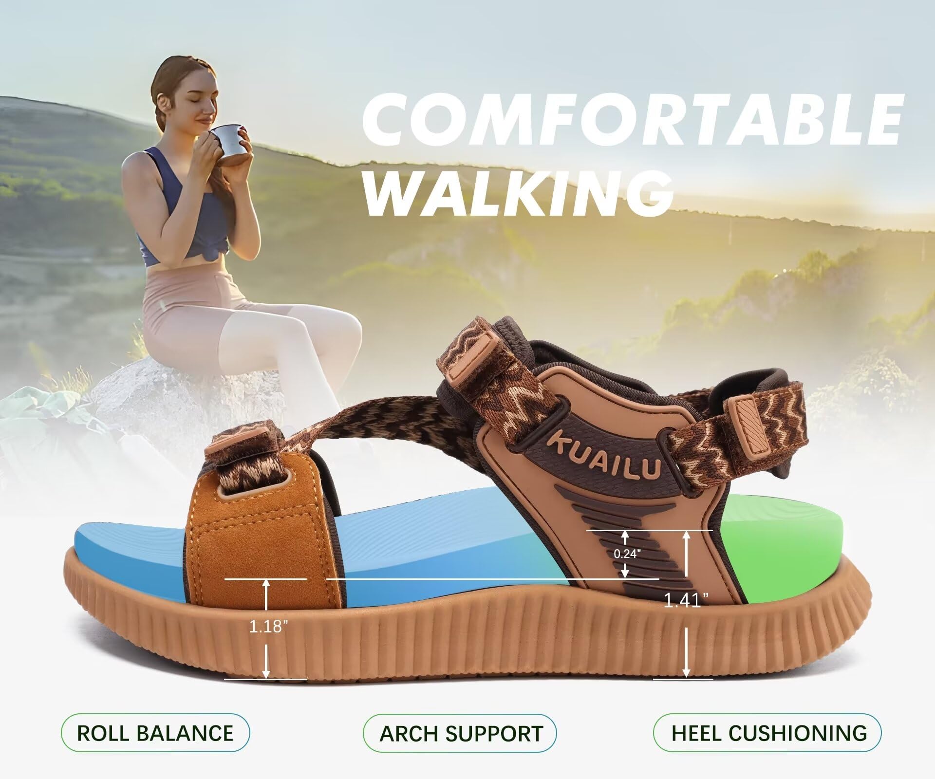 KuaiLu Sandali Trekking Donna Comode Sportivi Sandalo Ortopediche Estive