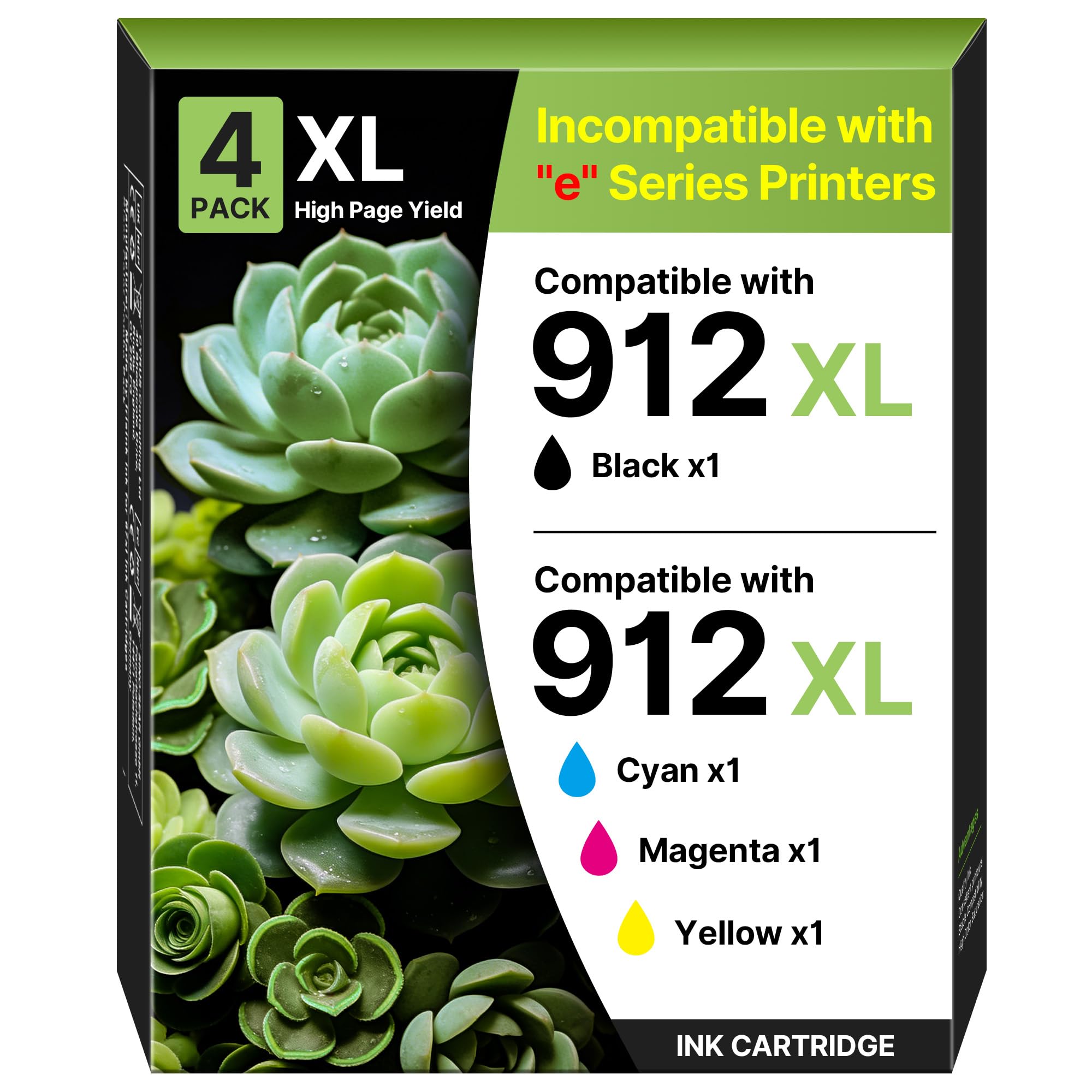 912XL Multipack Kompatible für HP 912 Druckerpatronen für HP 912 912XL | für HP Officejet Pro 8022 Patronen 8020 8023 8024 8025 8026 8028 8030 8035 (912XL Schwarz Cyan Magenta Gelb, 4er-Pack)