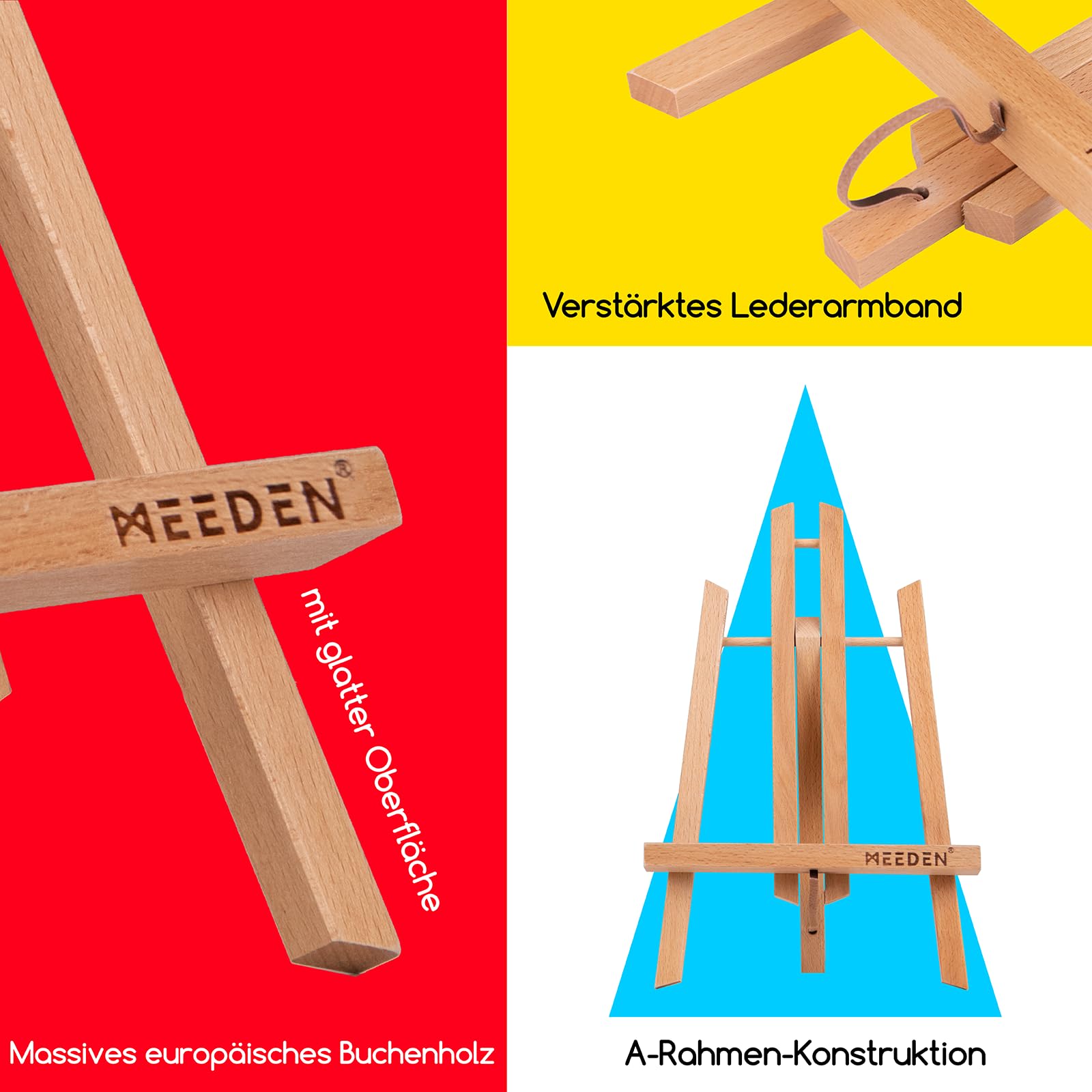 MEEDEN 12 Stück Tischstaffelei Holz, 40 CM Display Staffeleien, Kinder Staffelei Tisch, Bild Ständer Massives Buchenholz, Klappbar und Platzsparend, Hält Leinwände bis zu 35 CM