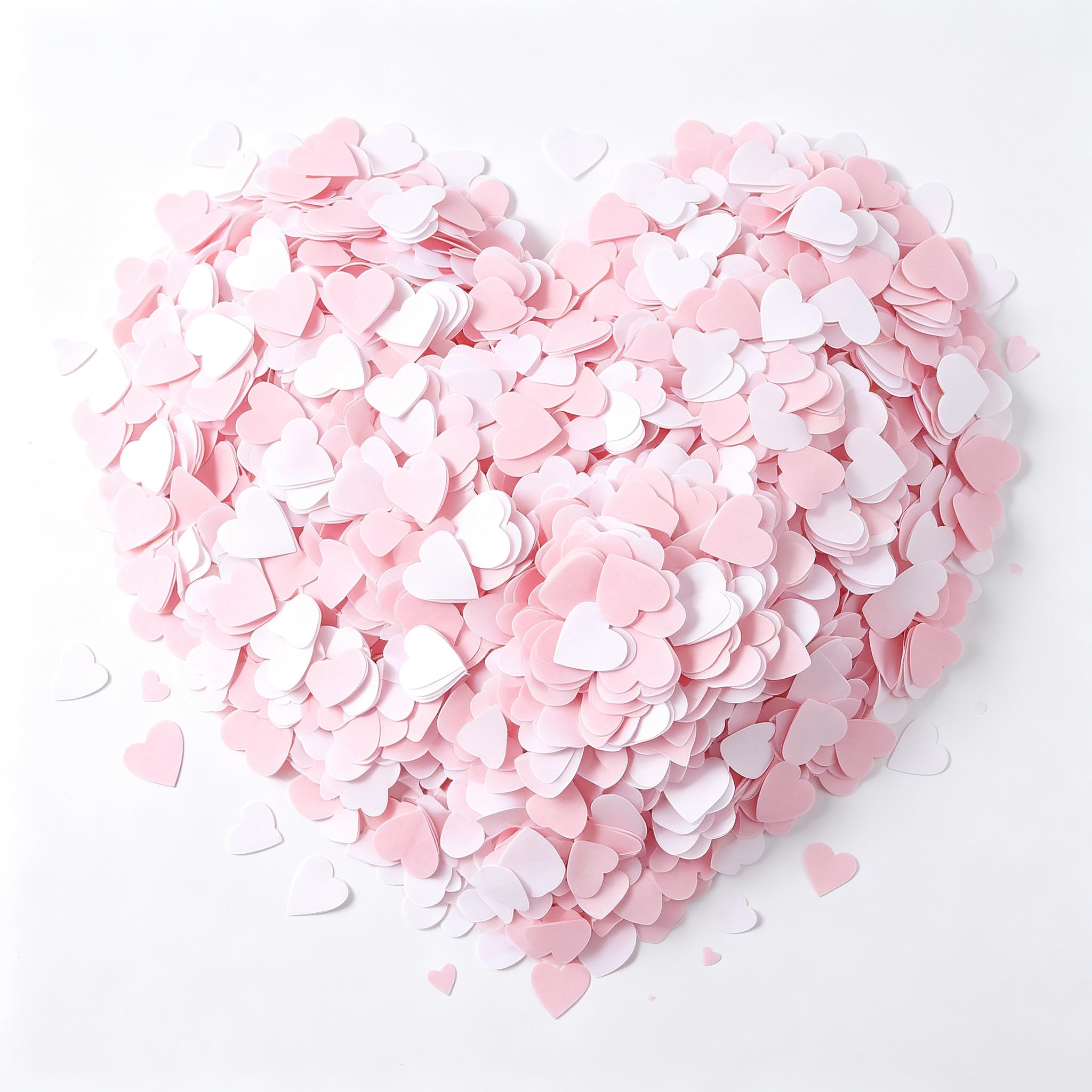 10000pcs Pink and White Heart Shaped Confetti, Biodegradable Eco Friendly Paper Confetti for Wedding Throwing, Table Decor for Valentine Anniversary Party (Pink and White)