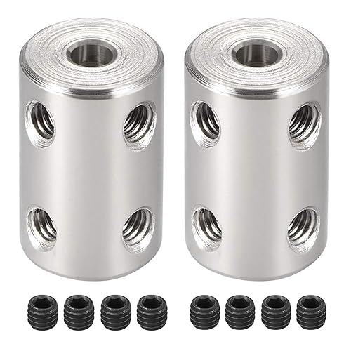 Juego de 2 tornillos de acoplamiento de eje de 0.157 in a 0.157 in, D14mm x L22mm de diámetro de acero inoxidable rígido acoplador de eje conector