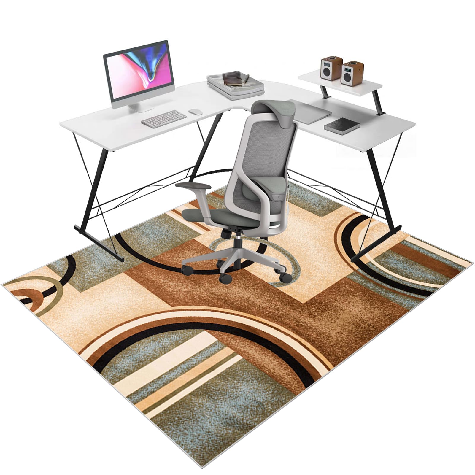 Tapis Protège-Sol pour Chaise, Tapis Chaise de Bureau Tapis de Protection de Sol Gaming Antidérapant Tapis de Sol Bureau Tissu, Protège Parquet Fauteuil à roulette, Facile à Nettoyer 90 x 140 cm