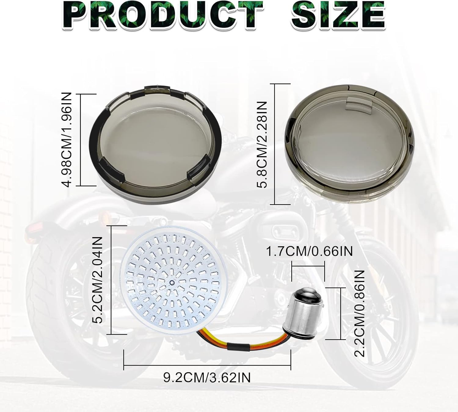 1157 LED Turn Signals Front RearLights Super Bright Bulbs Lens Covers Kit 1986-2023 Compatible for Harley Davidson Touring Dyna Softail Sportster Street Glide Road Glide Iron smoke lens cover