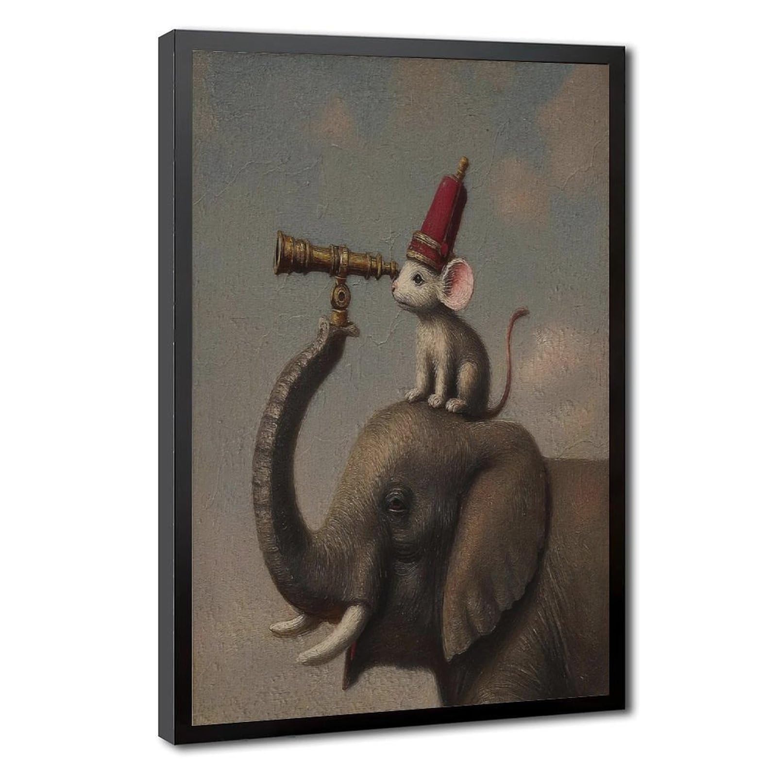 Bareronor Mouse on Elephant Poster Canvas Poster Bedroom Decor Landscape Office Room Decor Gift 12" L X 18" W
