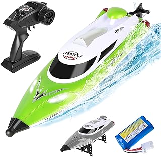 Barco a control remoto para adultos, alta velocidad 35+ KPH para juguetes de piscina para edades de 8 a 13 años (verde)