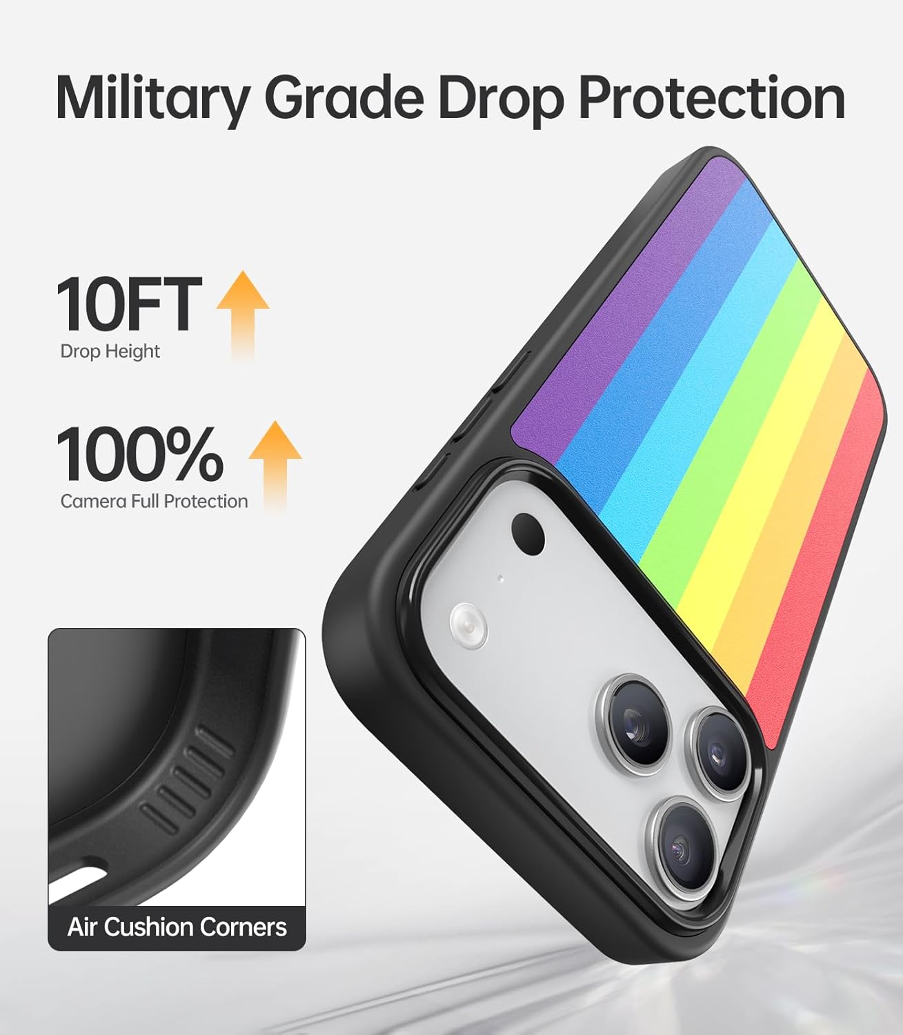 Magnetic Stripes Case for iPhone 13/14, Cute Aesthetic Striped Case for Women Men Girls, Compatible with MagSafe Slim Hard Shockproof Phone Case, Rainbow