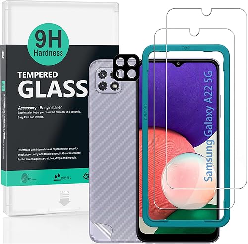 Ibywind Protector de pantalla para SamSung Galaxy A22 5G (6.6 pulgadas), con 2 piezas de vidrio templado, 1 protector de lente de cámara, 1 película