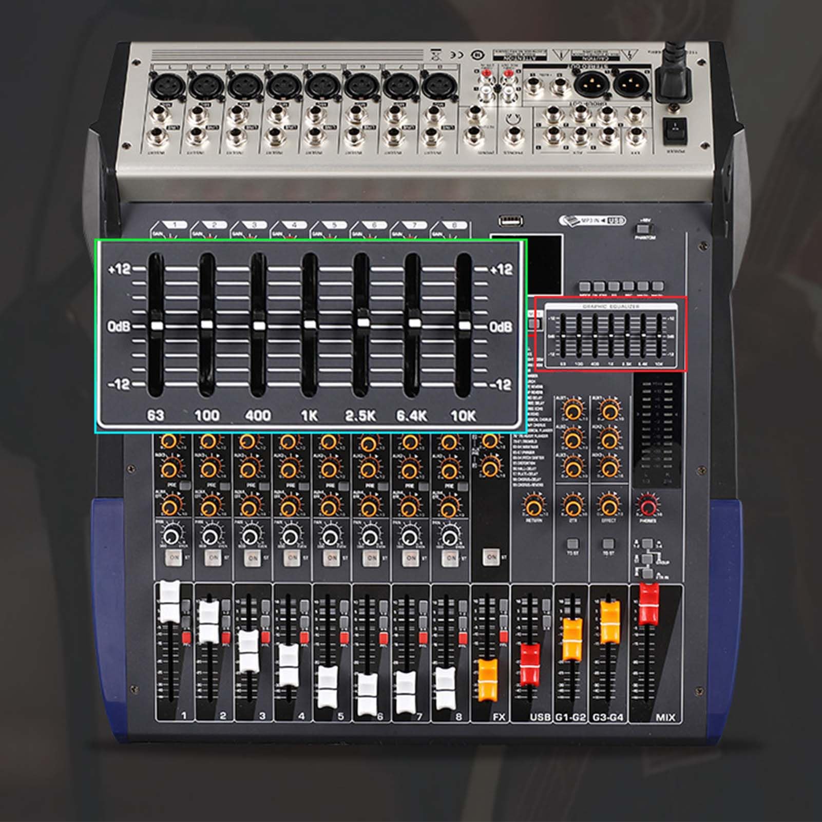 Shanrya Mixer Professionale Console di Missaggio con Ingresso MP3 USB Chip DSP Wireless a 8 per Performance sul Palco (Spina Europea)