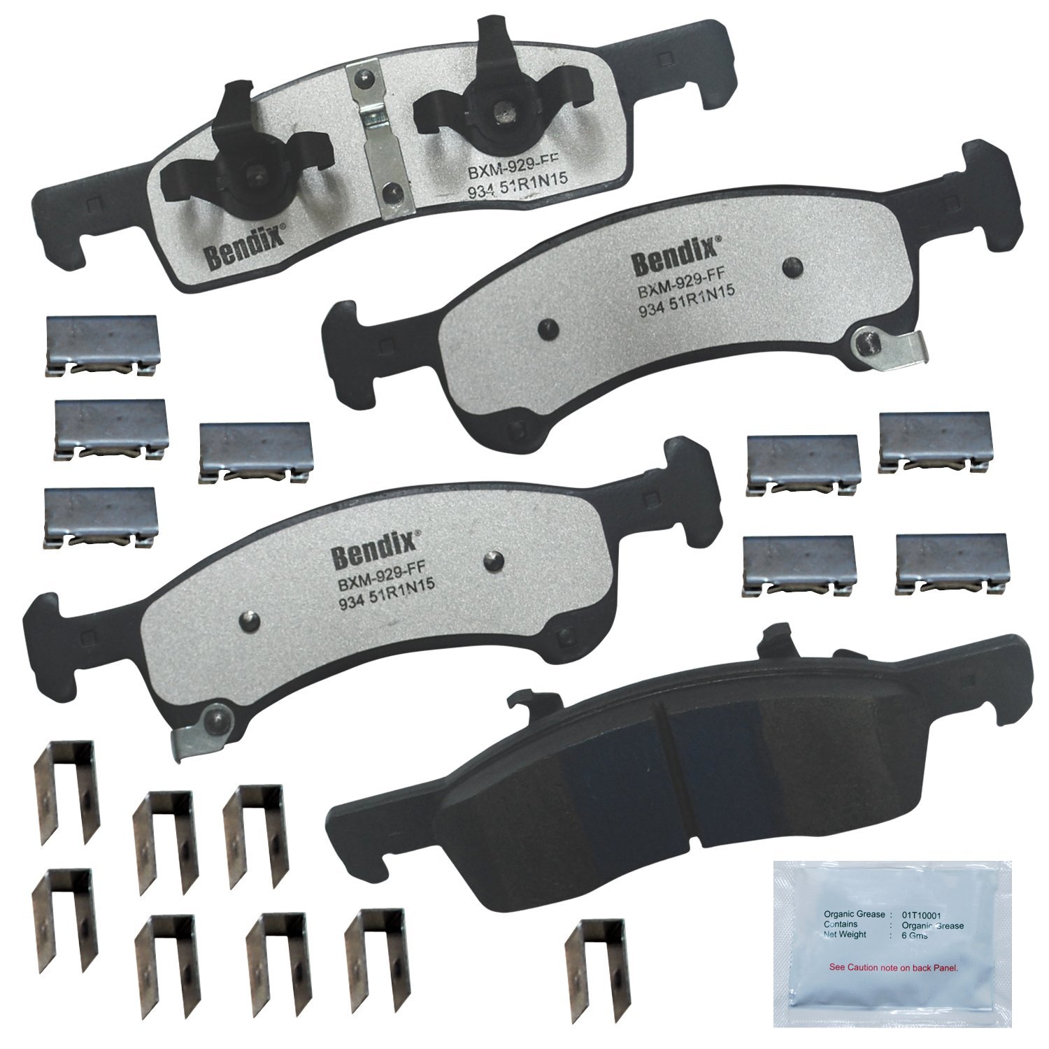 Bendix Fleet Metlok MKD934FM Semi-Metallic Front Brake Pads for Ford Expedition 2006-2003, Lincoln Navigator 2006-2003