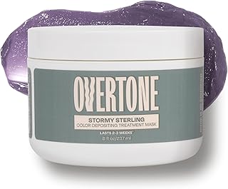 Overtone Color Depositing Semi-Permanent Hair Dye Conditioner - 8 oz For Natural & Color-Treated Hair, Moisturizing Shea Butter & Coconut Oil - Vegan & Cruelty-Free, Vibrant Silver is Stormy Sterling