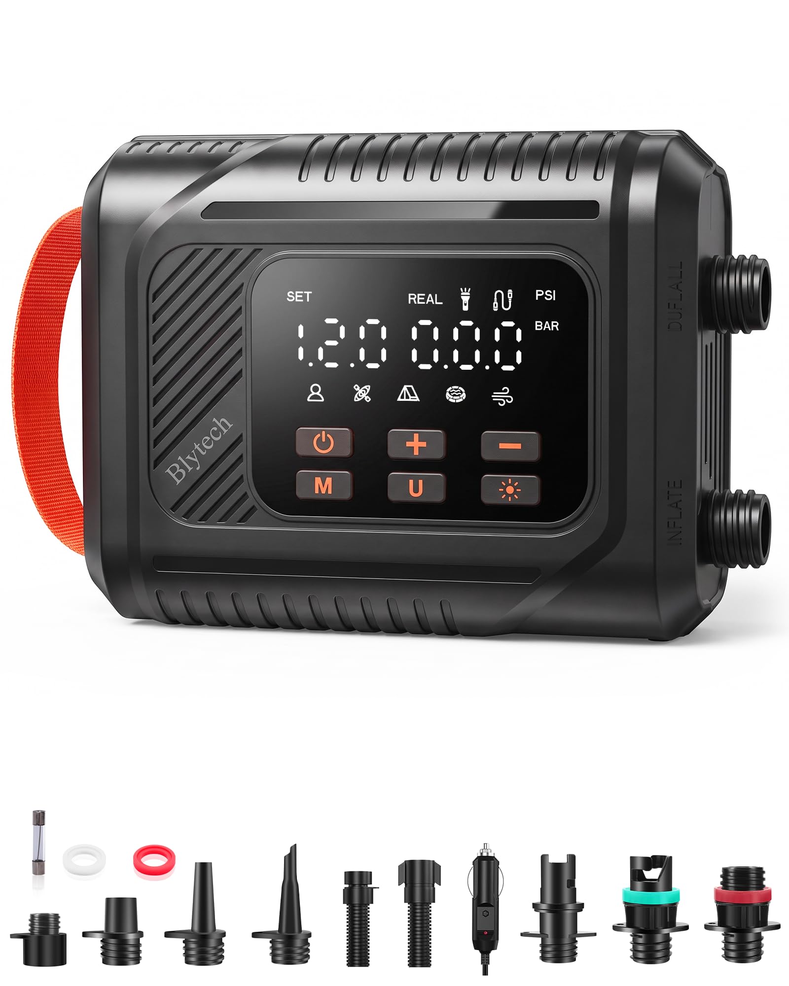 Elektrische SUP Pumpe 20 PSI, mit 12V-DC-Autoanschluss, ohne Akku | Betrieb über 12V-DC-Autosteckdose. Dual-Stage, Aufblasen, Entlüften und Auto-Stopp,für SUP, Kajaks, Zelte & Pools.