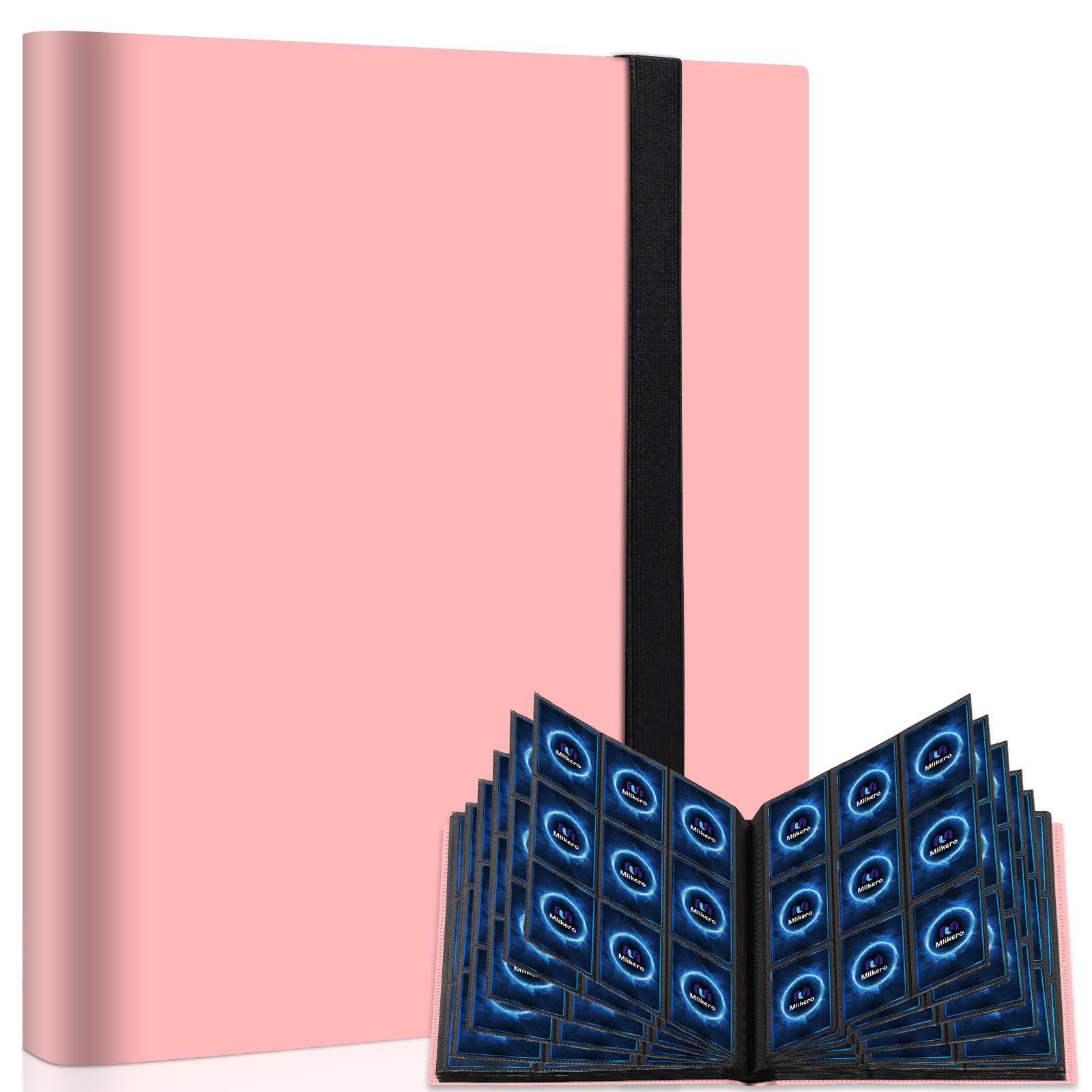 Mlikero 9 Pocket Trading Card Binder, Card Album with 360 Side Pockets, Sports Card Book Card Folder Card Holder Fit for MTG TCG Football Cards (Pink) — image 1
