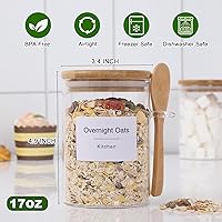 Vista 3 de TIPGO Sugar Jar Bath Salt Container – 17 oz Glass Jar with Bamboo Lid and Spoon, Sugar Cube Holder and Canister for Countertop, Glass Containers for