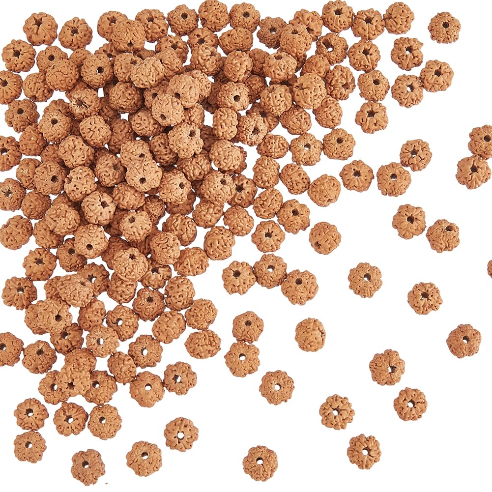 DICOSMETIC 100Pcs Rudraksha Beads Meditation Prayer Beads 7x8.5-9mm Round Wooden Bodhi Bead Natural Wood Bead for DIY Bracelet Necklace Jewelry Making, Hole: 1.2mm
