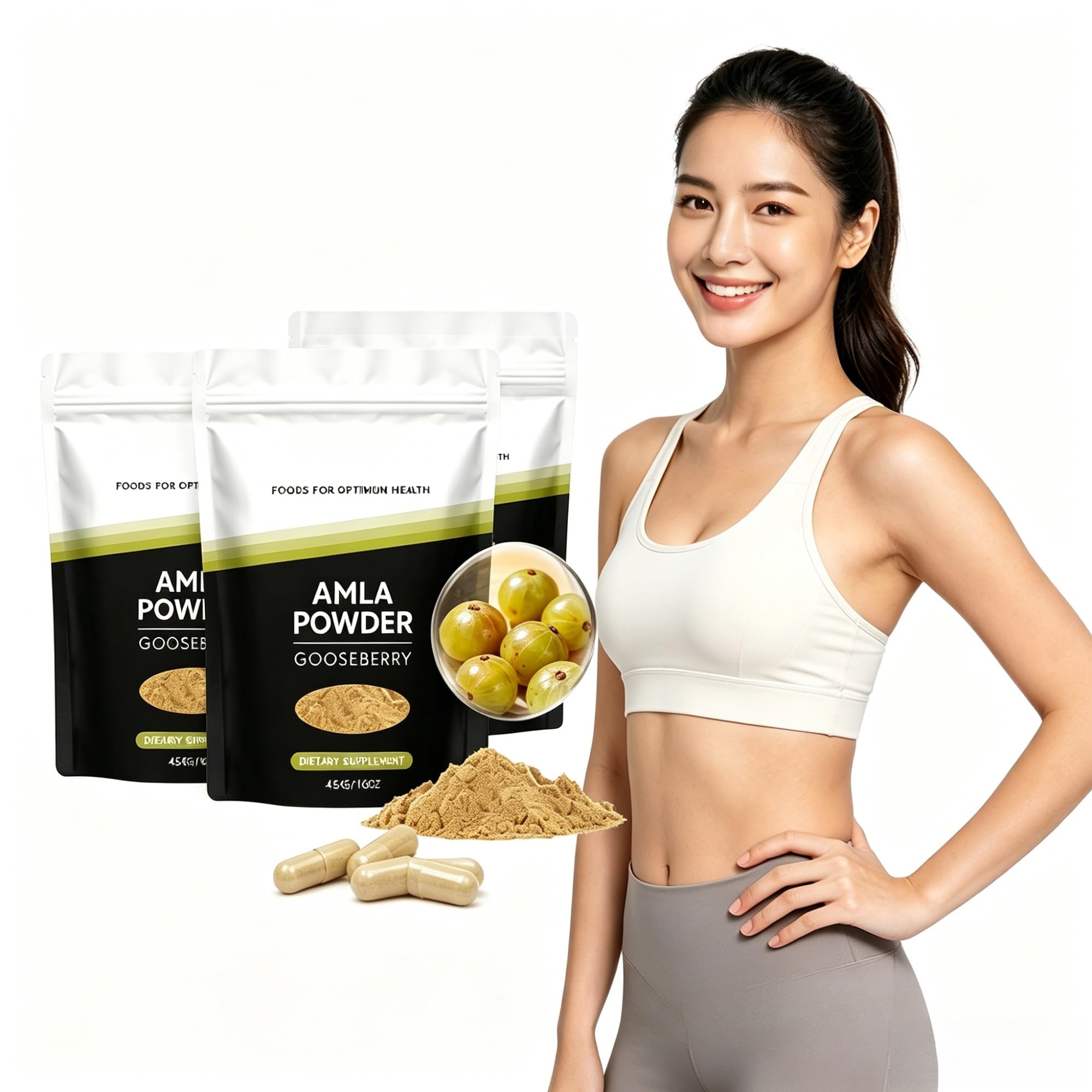 Tägliches Nahrungsergänzungspulver | Vitamin C & Amla-Mischung | Essentielle Nährstoffe, nachhaltige Energie | Einfach zu mischende Getränkemischung(3pcs)