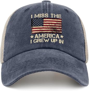 I Miss The America I Grew Up in Hat Men Trendy Dad Hat for Mens AllBlack Ball Cap Humor Unique Gifts for Volunteer