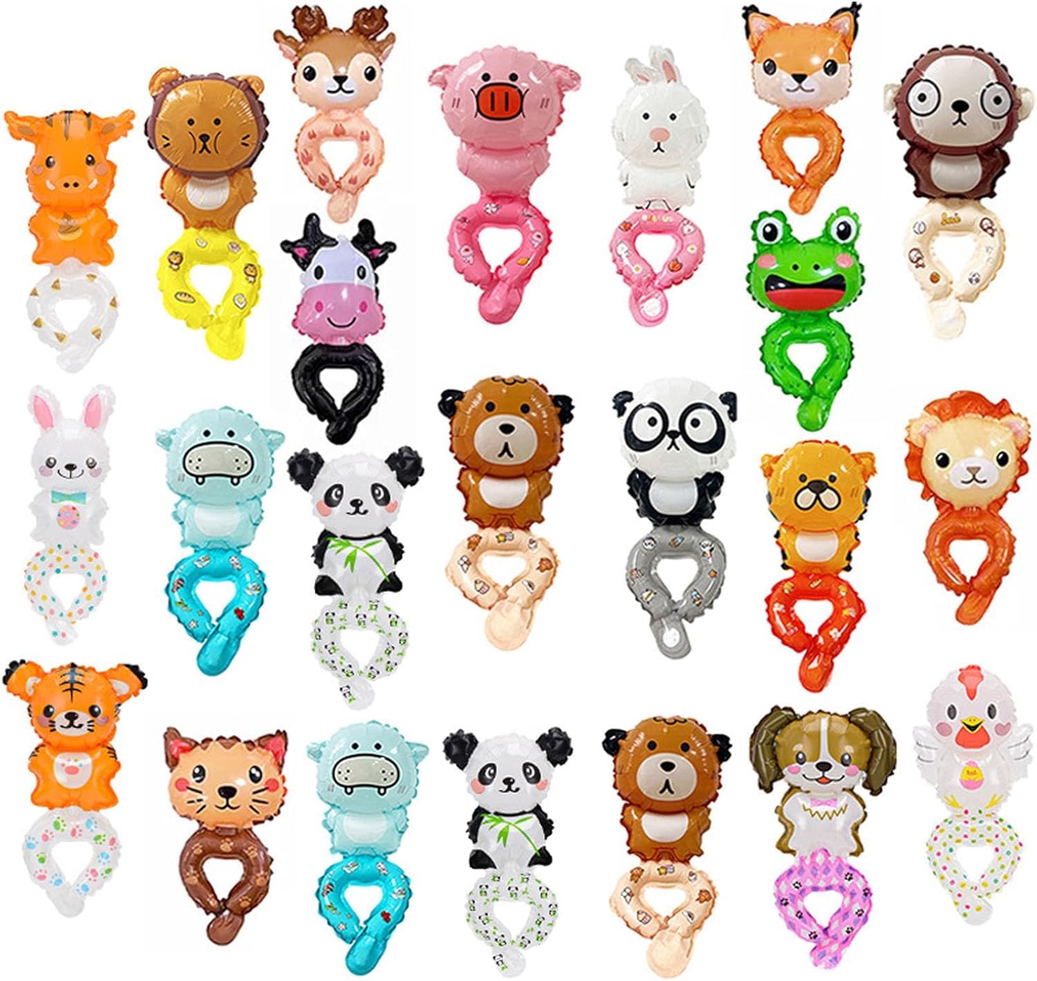 50pcs Assorted Cartoon Zoo Animal Wrist Balloon Wildlife Safari Balloon Animals Balloons bracelets for Jungle Theme Birthday Party Favors