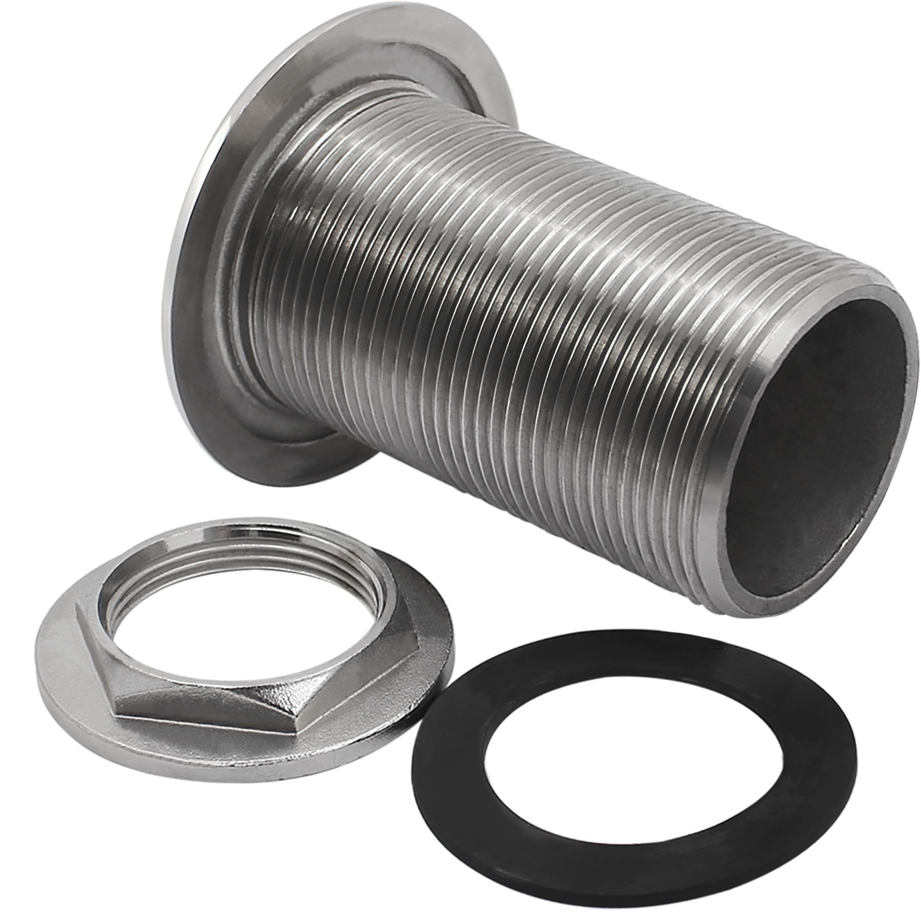 YANYUCB 316 Stainless Steel Thru Hull Fitting with Nut&Custom Gasket for Boats,Yachts or Rvs(2 inch)