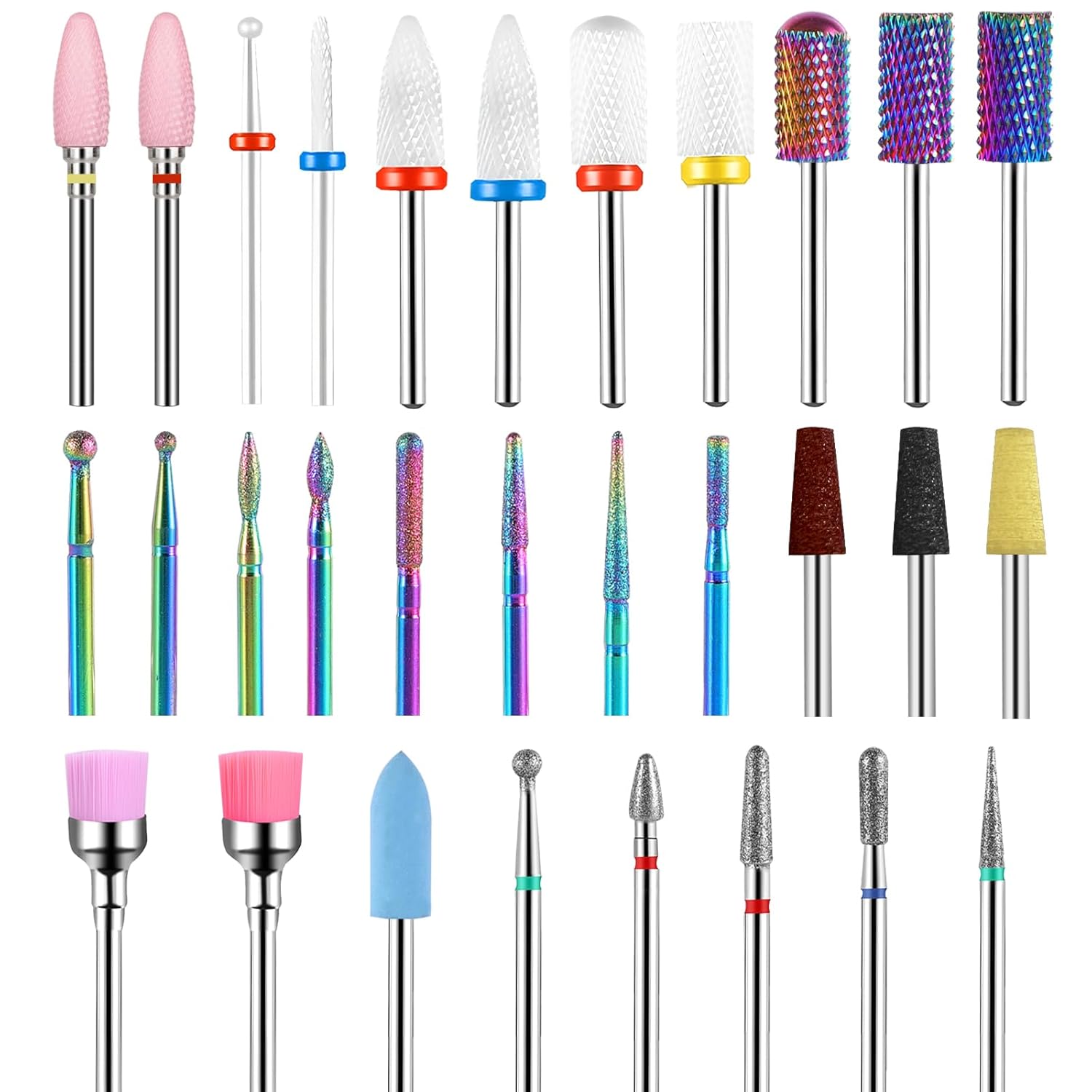 30Pcs Nail Drill Bits Set, 3/32 Inch Tungsten Ceramic Diamond Carbide Nail Drill Bits for Acrylic Gel Polish, Cuticle Efile Remover for Manicure Pedicure 30Pcs Nail Drill Bits Set, 3/32 Inch Tungsten Ceramic Diamond Carbide Nail Drill Bits for Acrylic Gel Polish, Cuticle Efile Remover for Manicure Pedicure