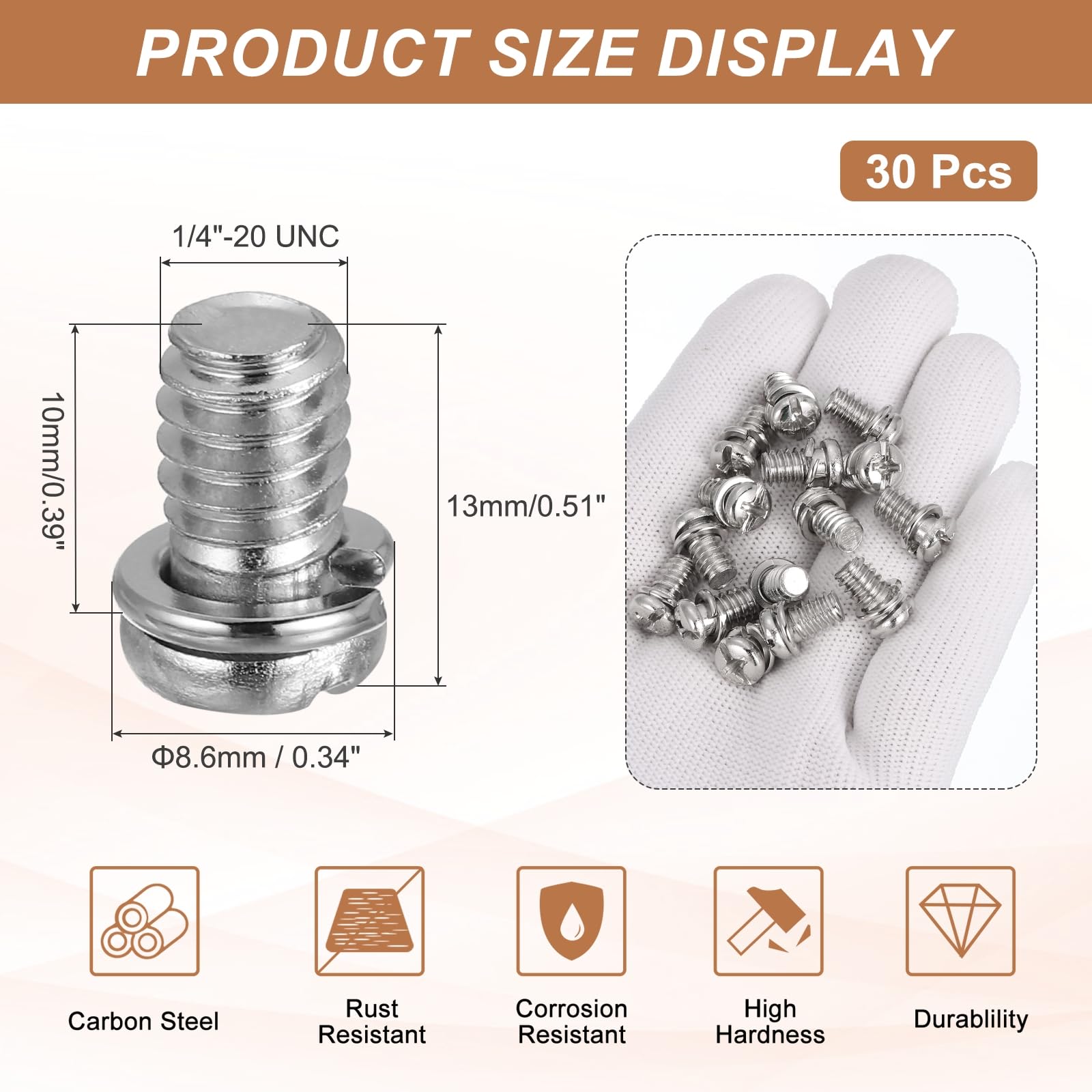 PATIKIL 30Pcs Ceiling Fan Blade Screws, 1/4"-20 x 3/8 Carbon Steel Phillips Pan Motor Replacement Screw for Lighting Ceiling Fan Silver - Image 2