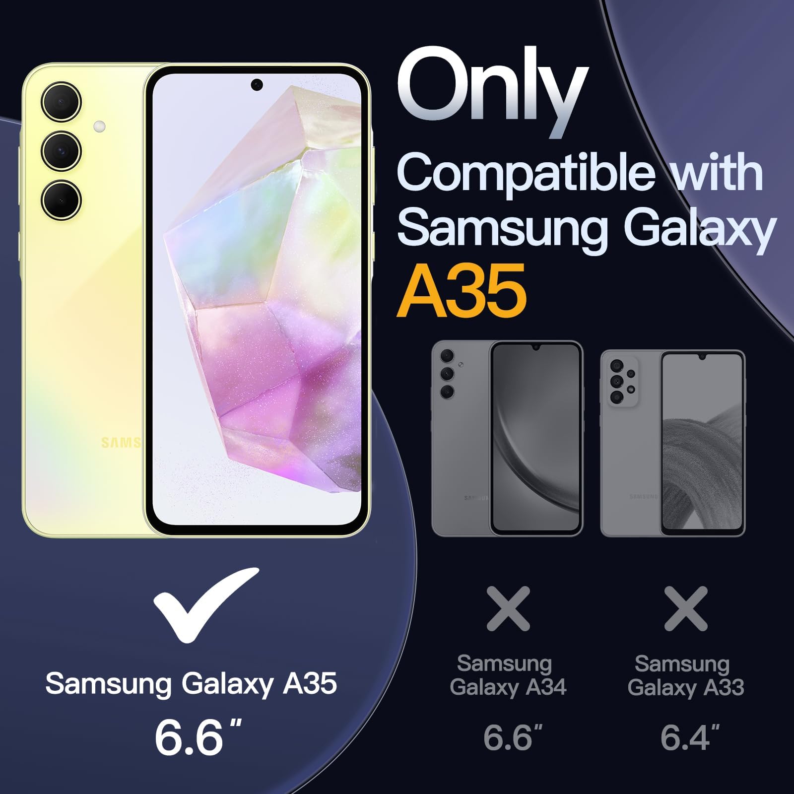 Dl3 Mobilak Case For Samsung Galaxy A35 5G, Crystal Clear Case [Not Yellowing] [Military Grade Drop Protection] Shockproof Protective Case Transparent Protective Slim Cover Black