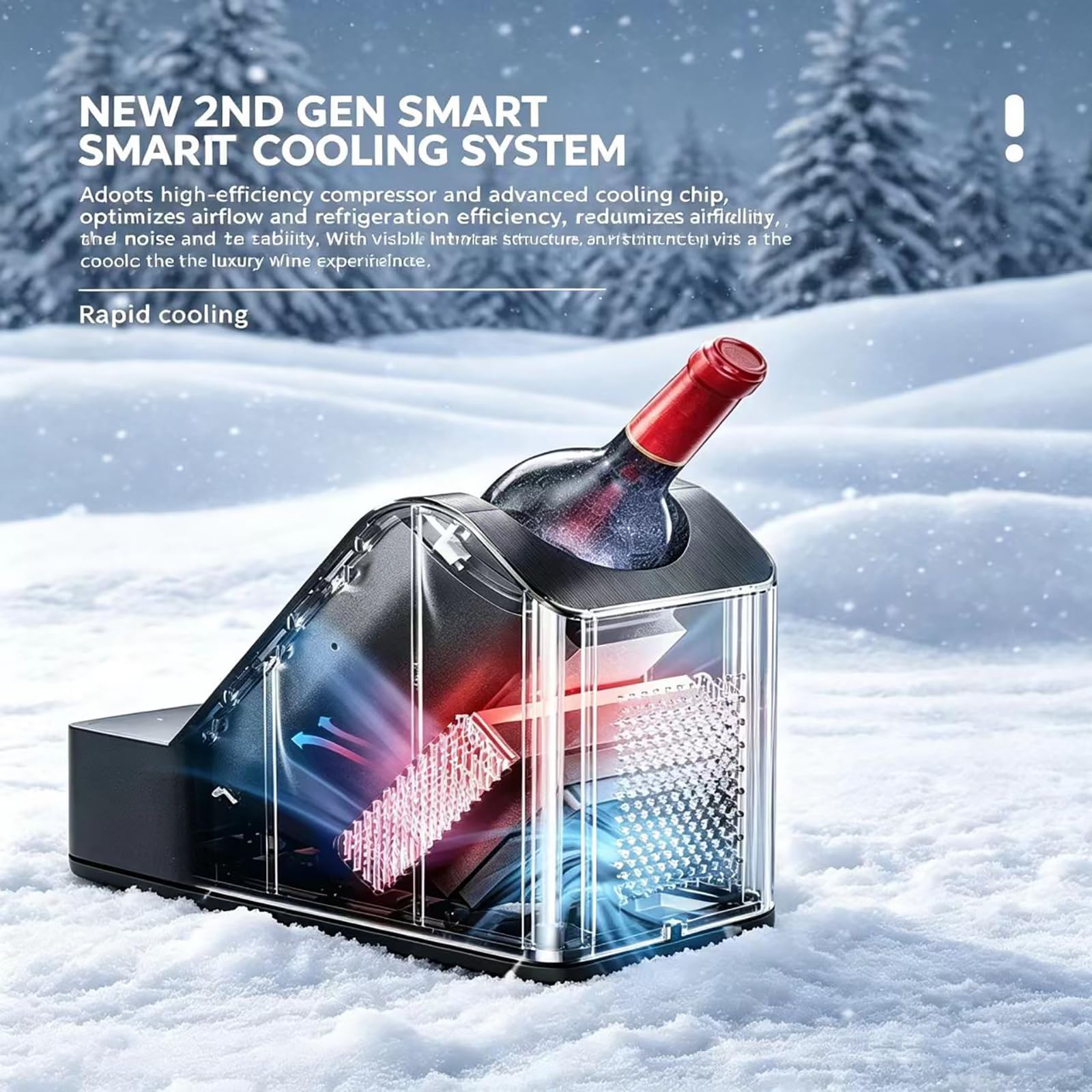 Enfriador De Vino Eléctrico De Precisión Para Botellas, Cubo Enfriador De Vino Eléctrico Portátil, Temperatura Ajustable De 0 ℃ A 20 ℃ Y Enfriamiento Constante Durante 24 Horas, Bajo Nivel