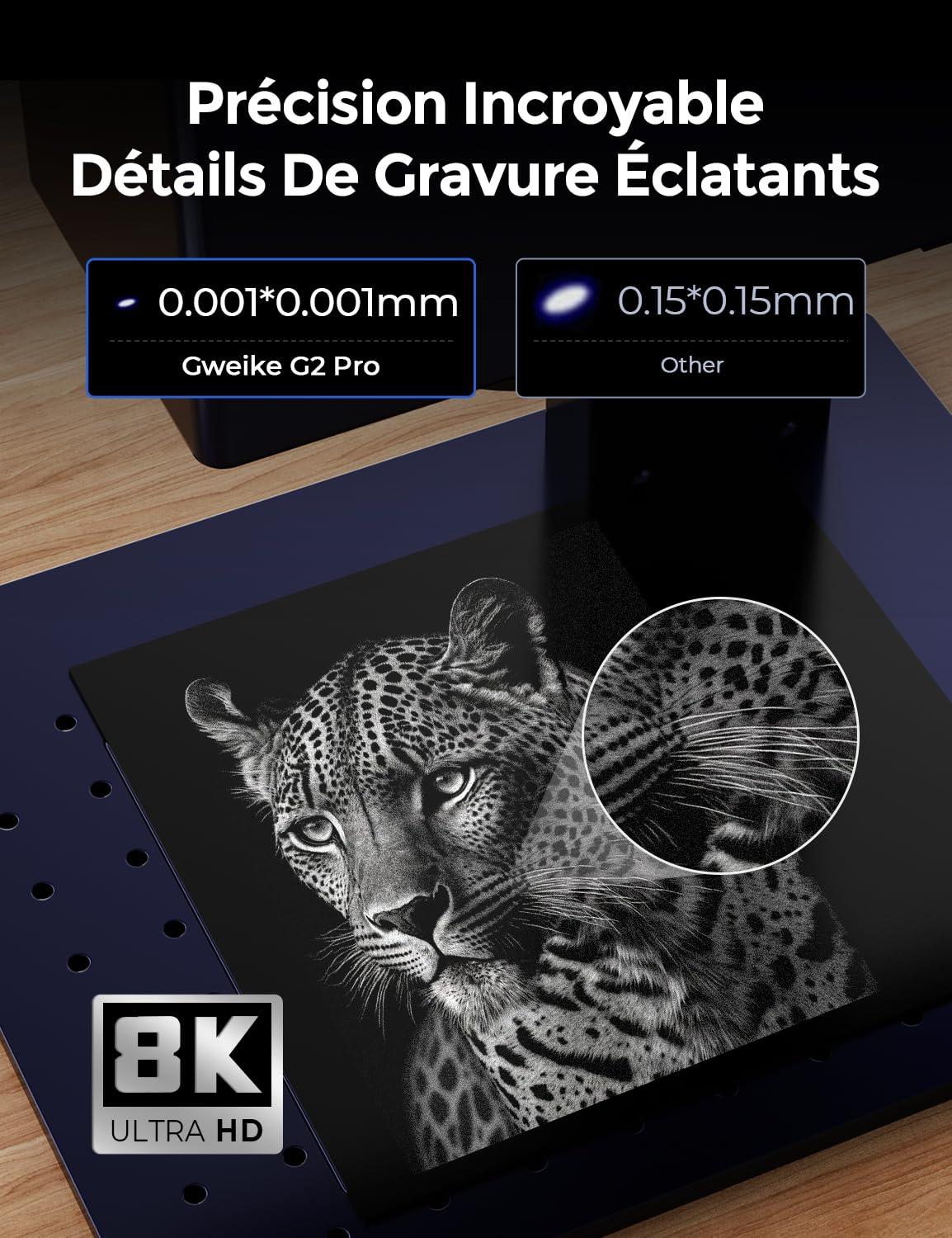 GWEIKE G2 Pro Graveur Laser à Fibre 30W avec Gravure 3D & en Profondeur, Machine de Gravure Laser Rapide 15000 mm/s, Surface de Travail 150×150 mm, Graveur Portable pour Bijoux, Métal, Cuir