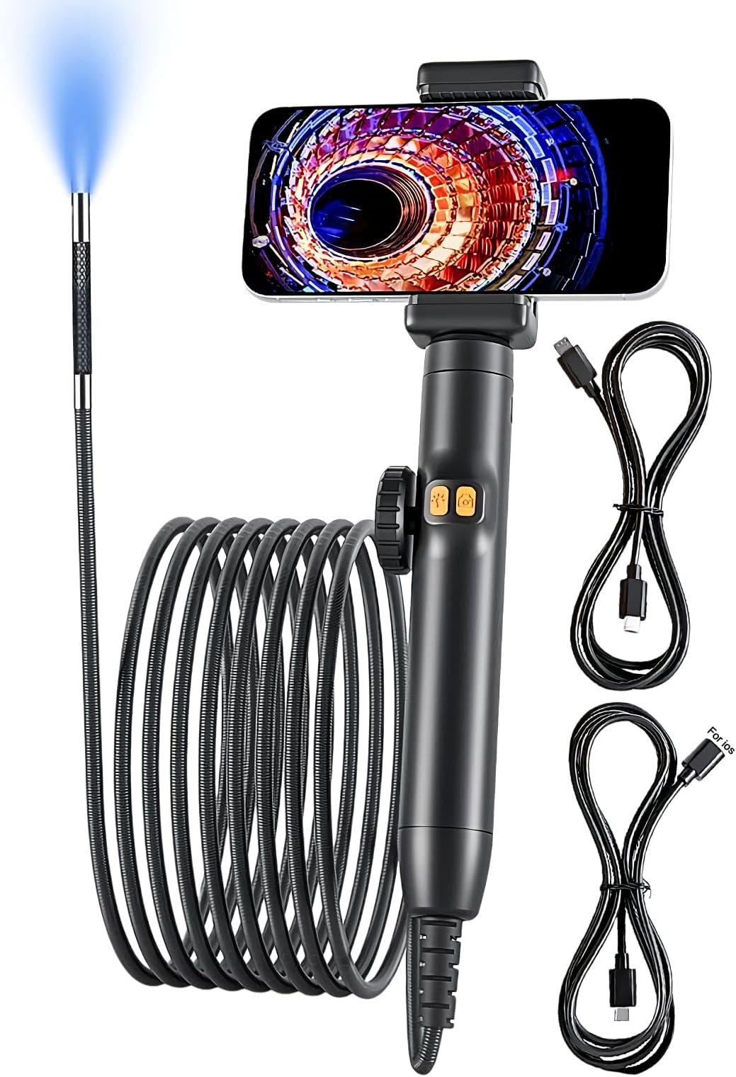 Articulating Borescope | Industrial Endoscope Camera,Snake Scope Drain Pipe Tool for Mechanics Engine Hvac System Duct Electrical Equipment Automotive Repair