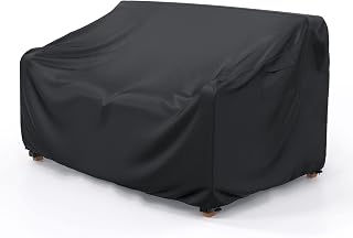 Mrrihand Heavy Duty Waterproof Patio Sofa Cover for 2-Seater Loveseat, Air Vents & Handles, 60x34x30 Inches, Black