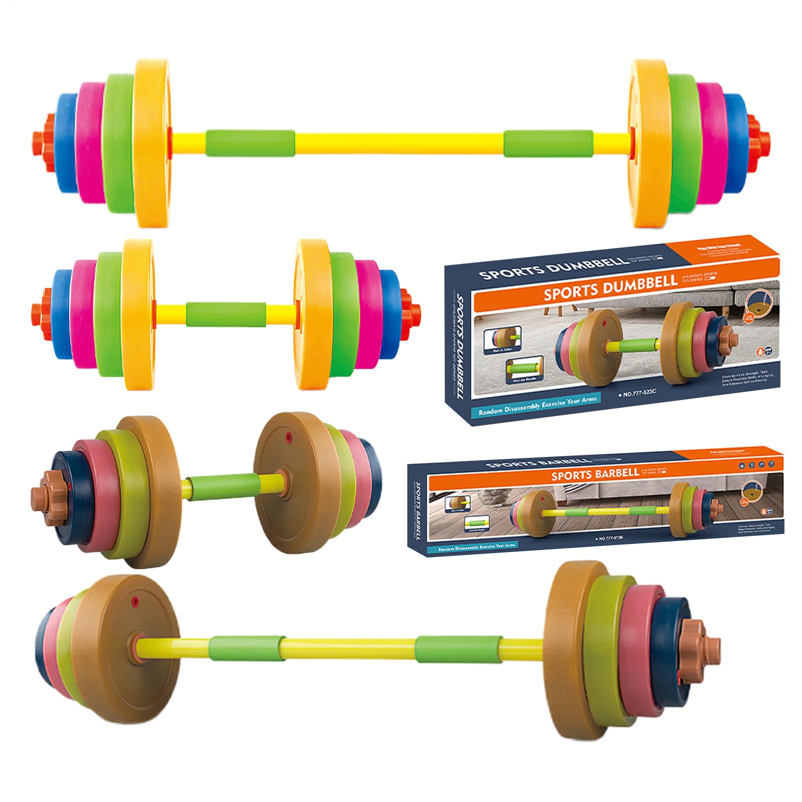 Kids Barbell Set - Adjustable Barbell And Dumbbell Gym Equipment, Non-Slip Exercise Fitness Playset | For Children,Kids Training Equipment Fõr Outdoor, Physical Toy For Boys And Girls