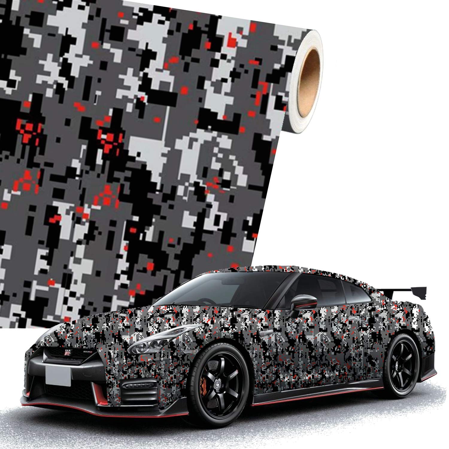 PATIKIL Digital Camo Vinyl Wrap Roll - 12" X 3ft Self-Adhesive Camouflage Tape For Hunting Gear, Cars, Accessories (Navy Blue)