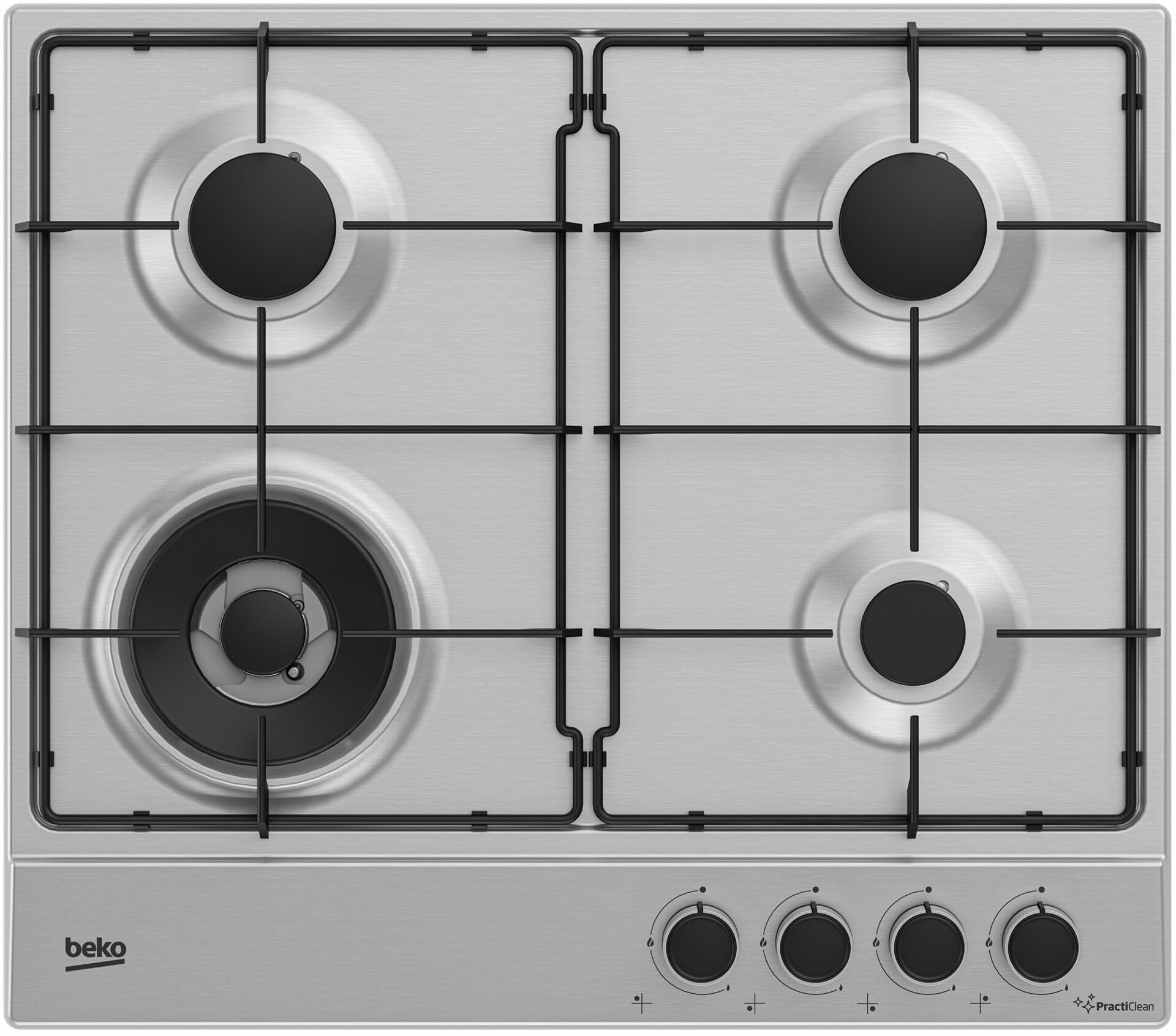 Beko HIAW64224SXE - Piano cottura, gas, 4 fuochi, 60x51 cm, inox