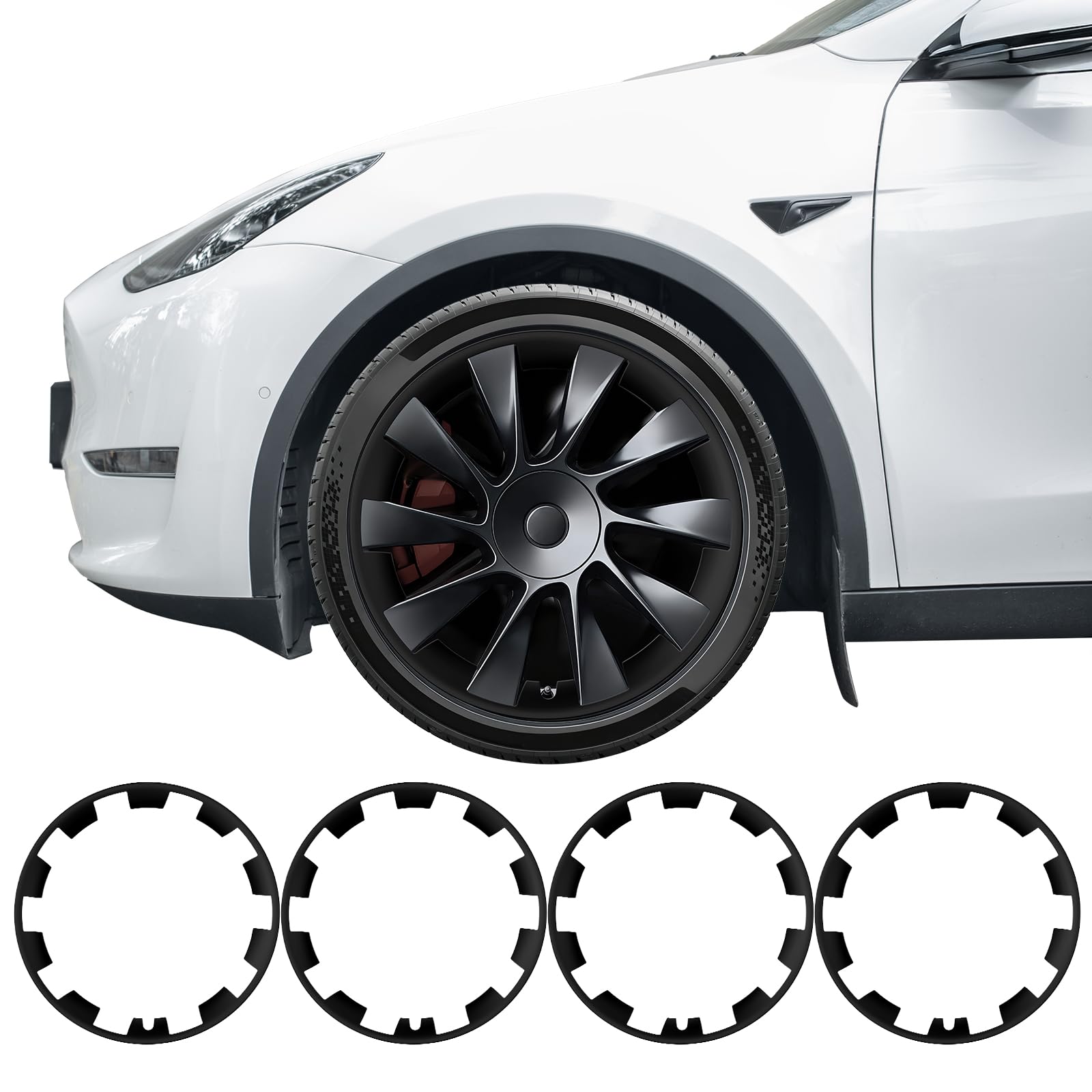 Photo 1 of STELLEN TEC Rim Protector for Tesla Model Y 2020-2024 20 inch Induction Wheels, Curb Rash Prevention, Matte Black, Set of 4