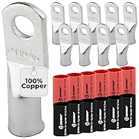 Vista 17 de SELTERM 25 piezas de lengüetas de cable de batería de cobre estañado de grado marino de 2/0 AWG de 3/8 pulgadas, terminales de anillo de calibre 00