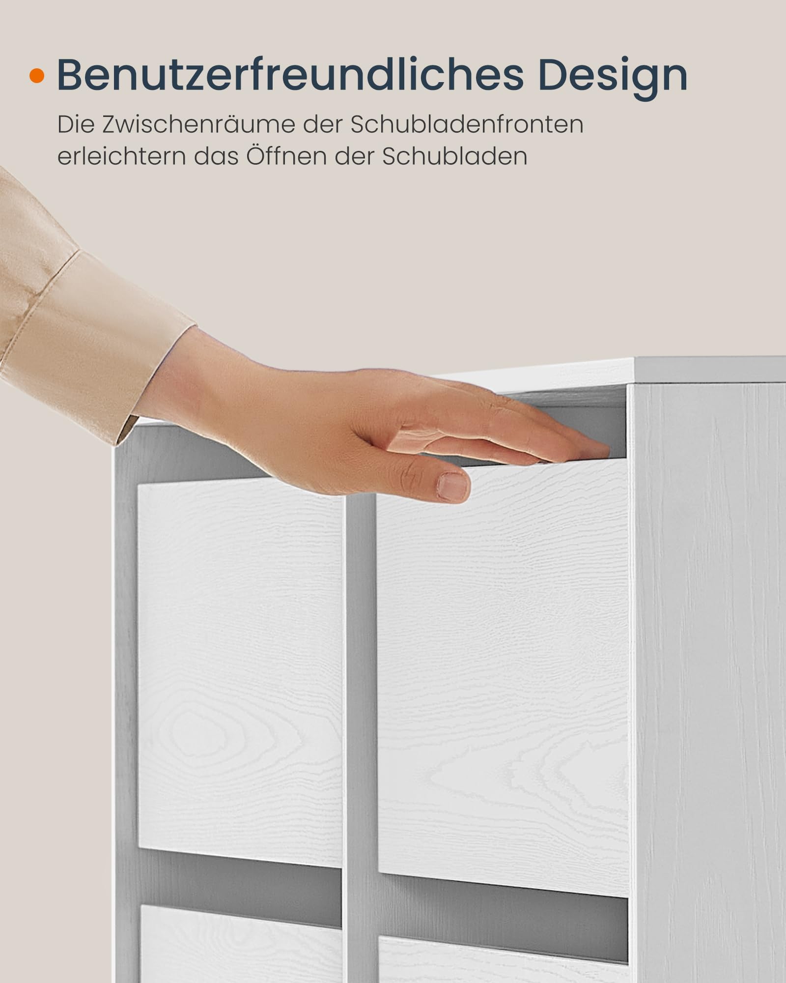 SONGMICS HOME Schminktisch, superschnelle werkzeuglose Montage, Toolless-Technologie, Kommode mit Regal, Schrank, nebeneinander oder L-förmig, für Schlafzimmer, Arbeitszimmer, schneeweiß LTS656W01