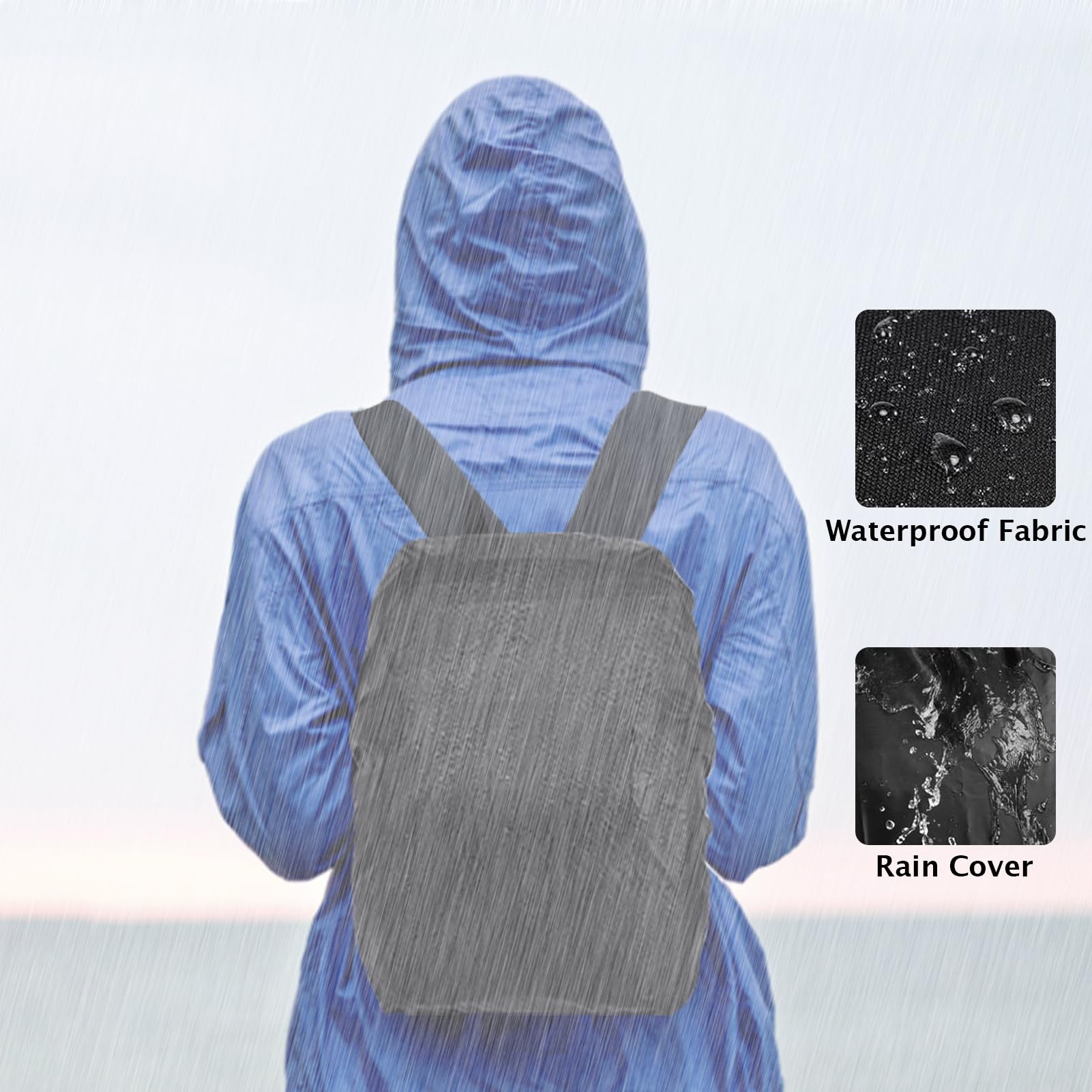 Kamerarucksack Klein, Fotorucksack für DSLR, SLR, Spiegelreflexkamera und spiegellose Kamera, Kamera Rucksack 35 x 25 x 18 cm mit schwarzer Regenhülle, Stativriemen unten, Schwarz