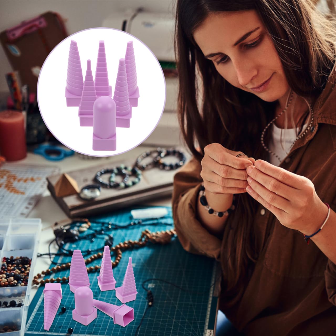 NUOBESTY 1set High-Precision Wire Shaping Mandrel Kit for Jewelry Making for Wire Bending and Crafting Earrings and Necklaces and Ergonomic Design for Projects | Plastic bending jig forms for jewelry making, earrings, rings, necklaces, paper quilling and DIY craft projects.