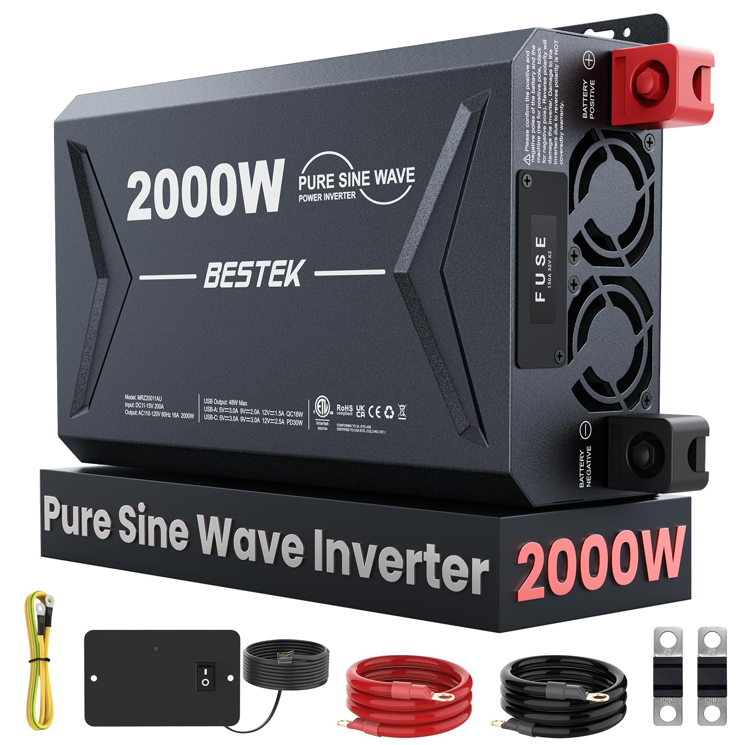 BESTEK 2000W Pure Sine Wave Inverter