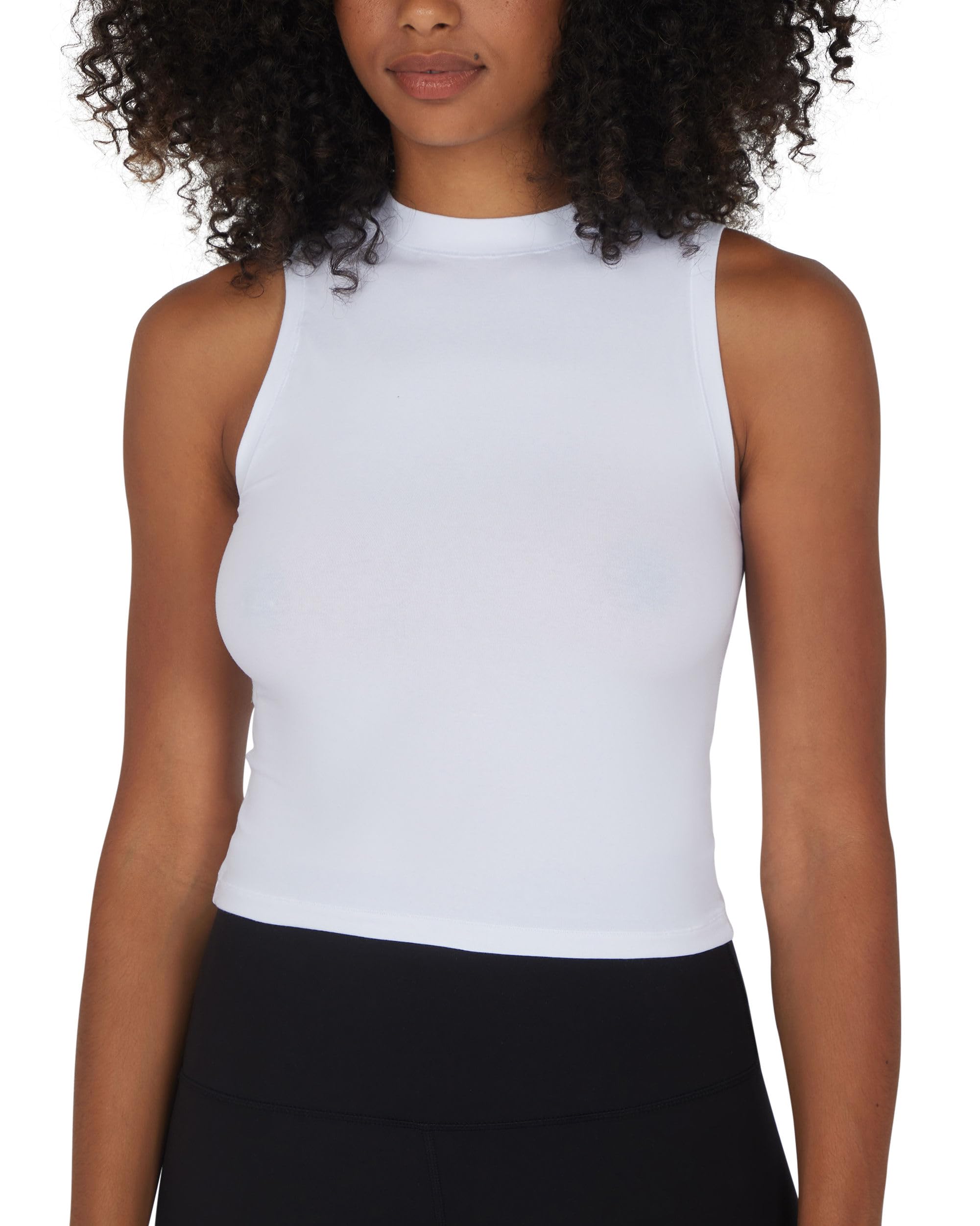 Yogalicious Womens Cotton Tank Top Mock Neck Super Soft Jersey Fitted Basic Sleeveless Summer Shirts 1 Pack, 2 Pack, 3 Pack