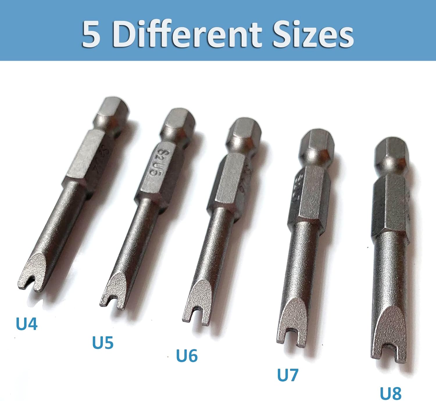 Spanner Screwdriver Bits 5in1 Set U4 U5 U6 U7 U8, SKZIRI 5PCS U-shaped Screwdriver Bit Magnetic Power Tools 1/4" Hex Shank 1/2inch Length