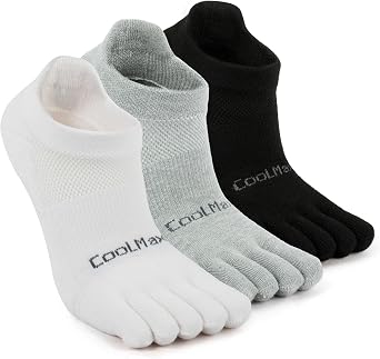 Coolmax Five Toe Running Socks for Men Women, Athletic Toe Socks with Arch Support for Running Walking Hiking
