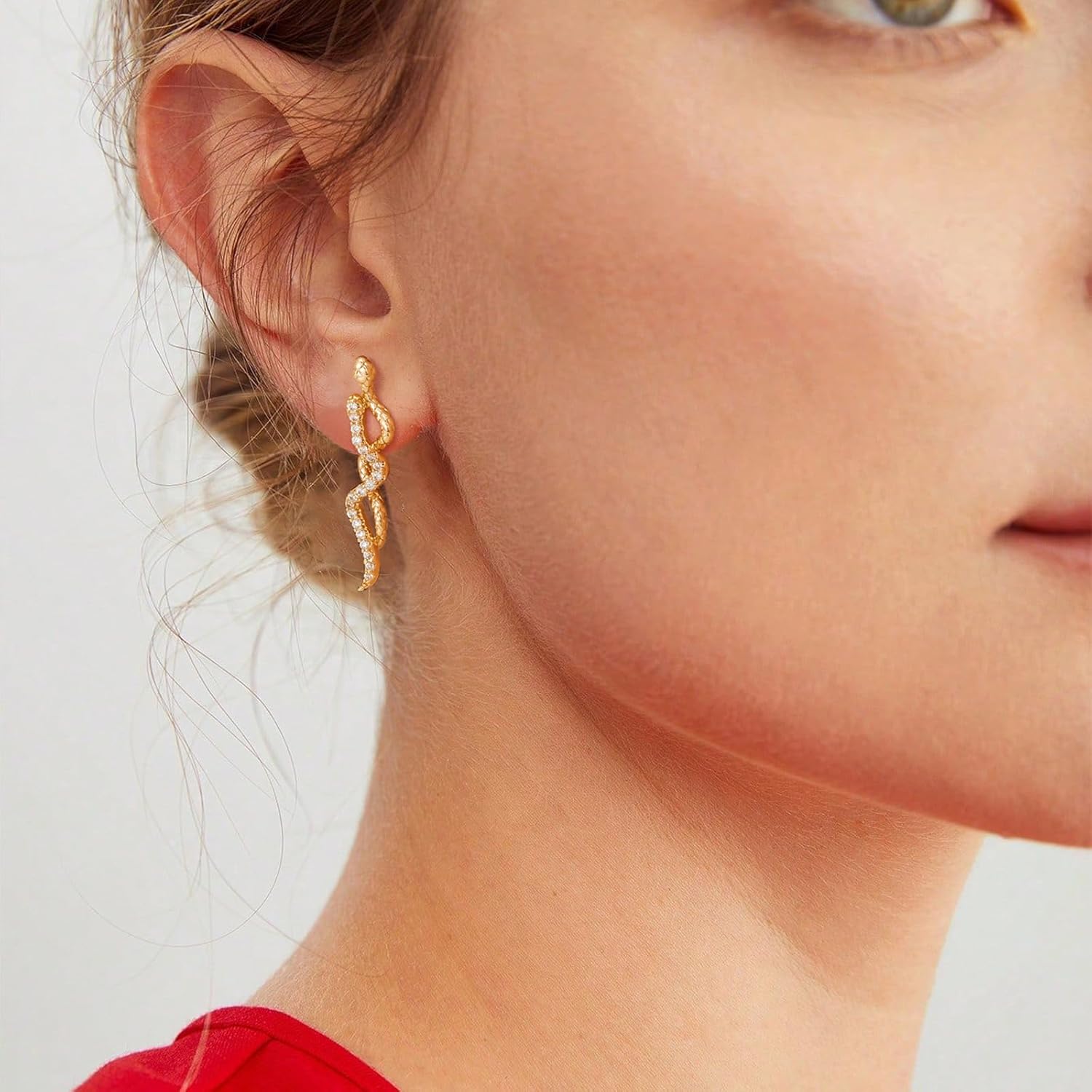 MTMY Gold Stud Earring for Women 14K Gold Plated Dainty Cubic Zirconia Studs Earrings Cute Simple Elegant Earrings Jewelry - Image 3