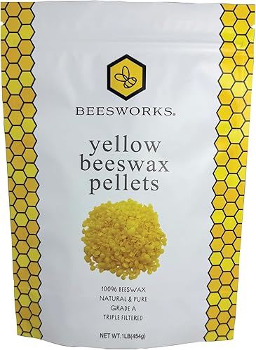 Gránulos de cera de abeja amarilla (1 libra) | 100% pura, grado cosmético, cera de abeja con triple filtro para el cuidado de la piel, bálsamo