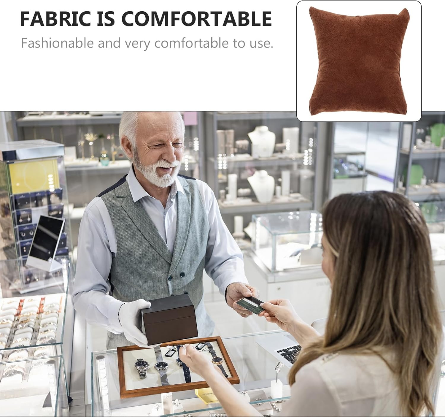balacoo Watch Box Liner 10 Pcs Brown Watch Pillows Jewelry Display Pillow Cushions for Watches Bracelets Stable Stand 3.34X2.95X1.57In for Retail Home Trade Shows