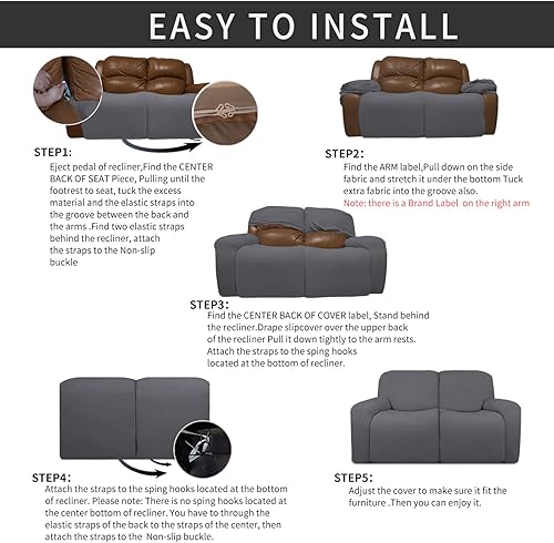 Miniatura 529 de Funda elástica para sofá reclinable de fácil colocación, Tela mezcla de poliéster Algodón, Arena